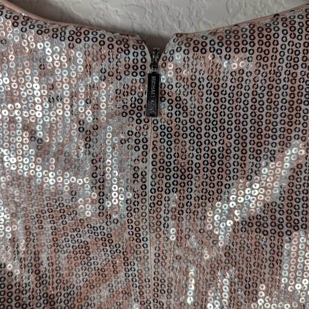 Michael Kors Pink Zebra Sequin Top XS Party Cocktail Blouse